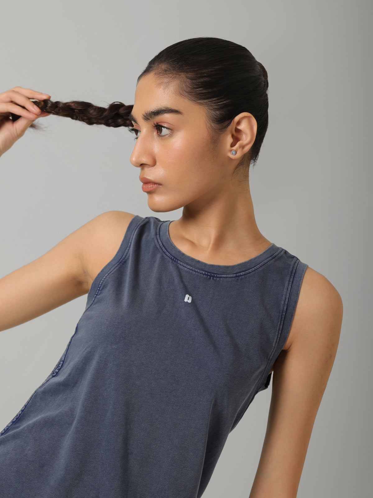 AirSupima® Denim Blue Ruched Snug Tank