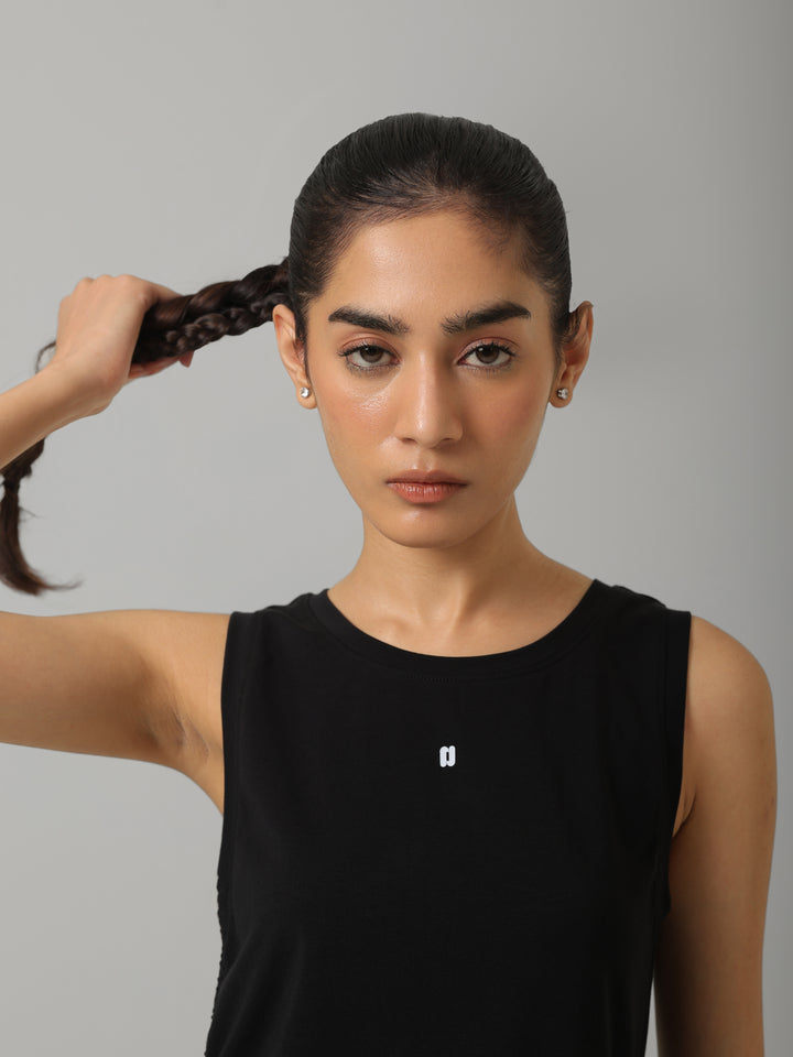 AirSupima® Black Ruched Snug Tank