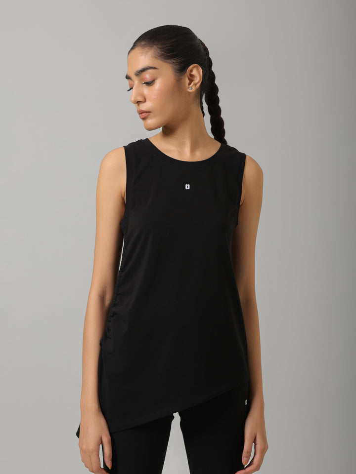 AirSupima® Black Ruched Snug Tank