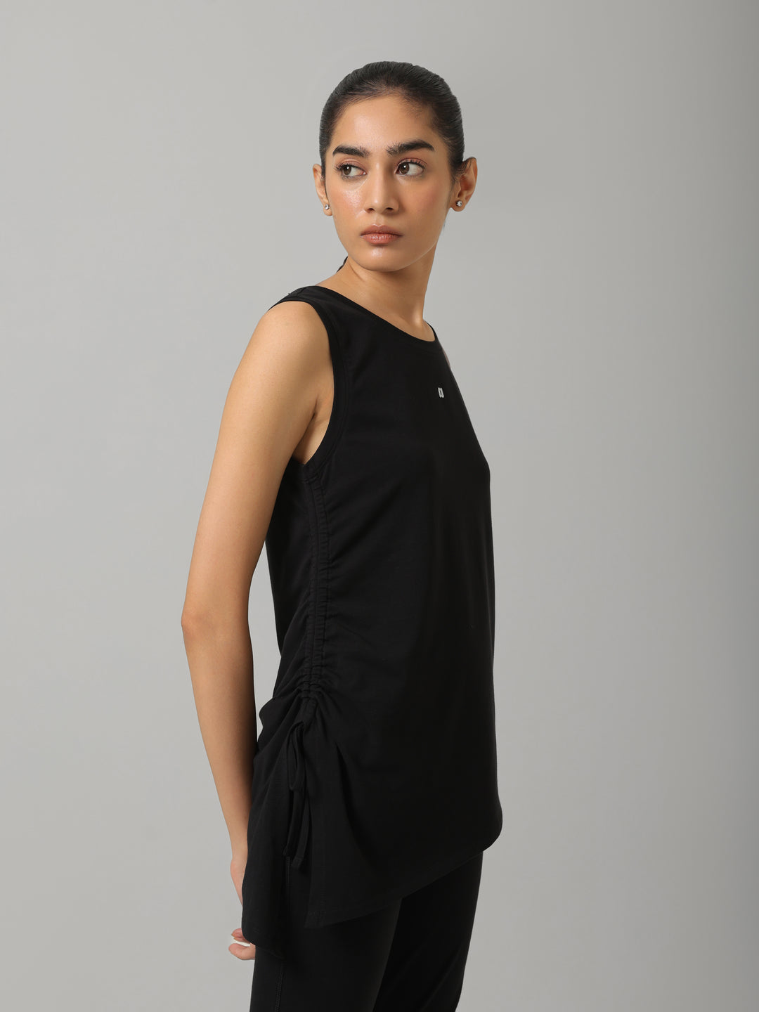 AirSupima® Black Ruched Snug Tank