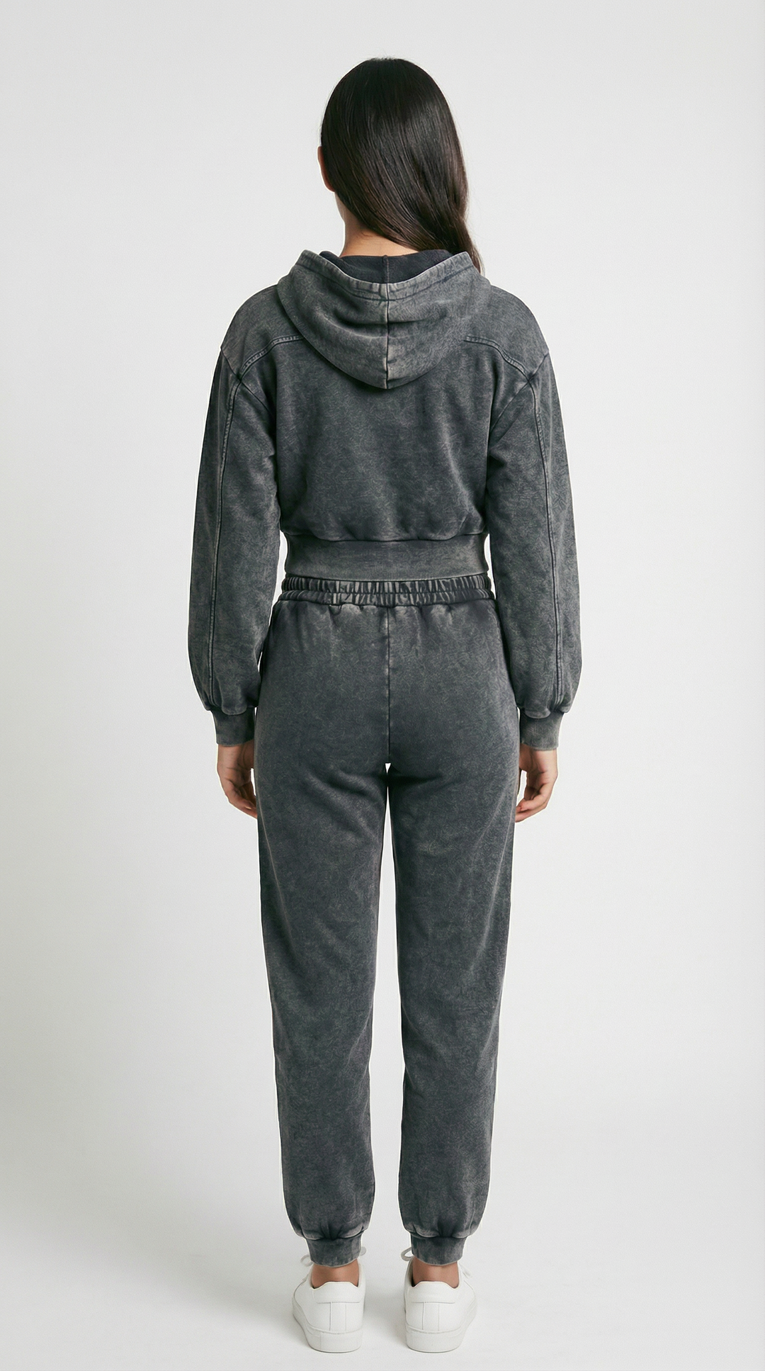 Grey Acid Wash Terry Joggers