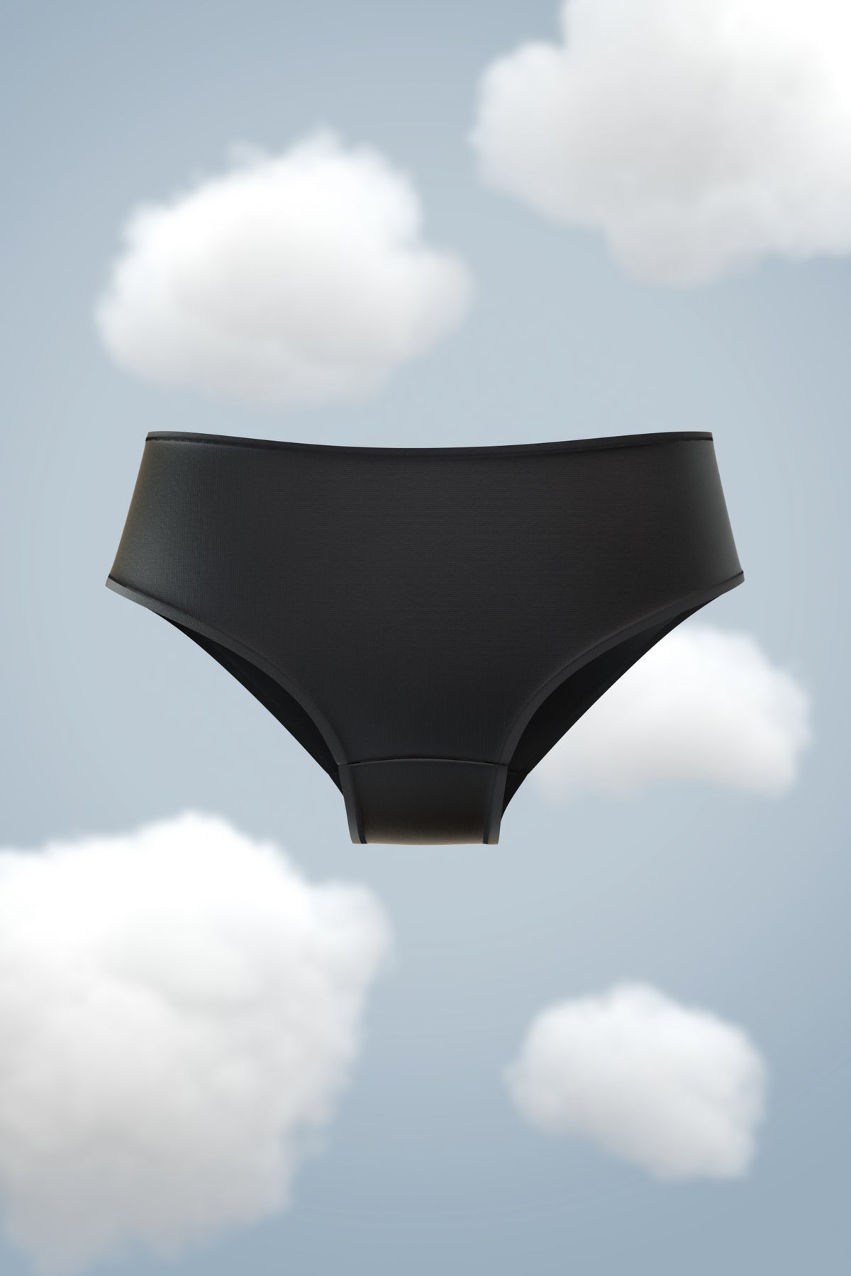 Supima Modal Brief Nessies in black against a cloudy blue background.