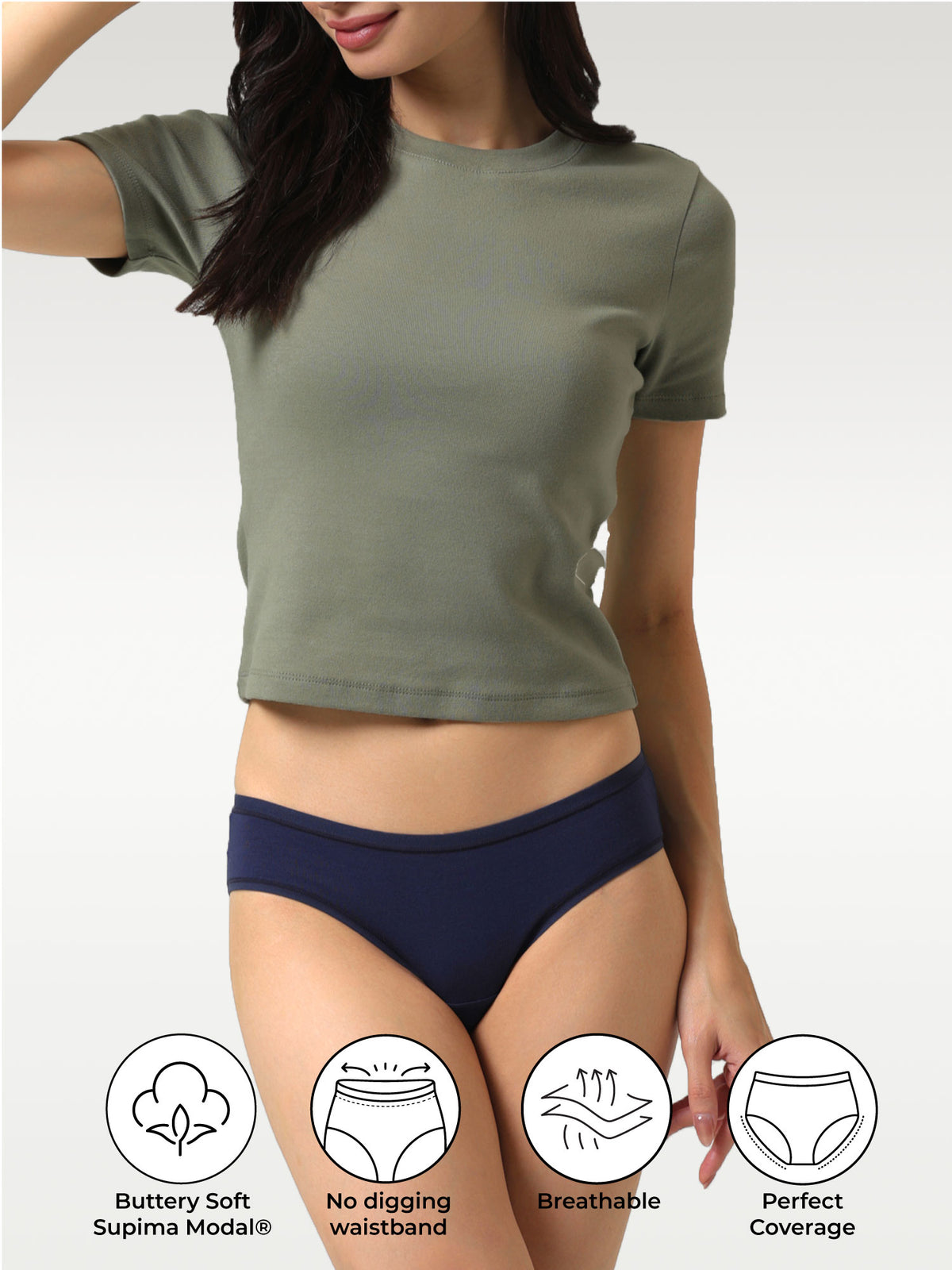 5-Pack Supima® Modal Full Coverage Bikini Nessies- Cozy Navy