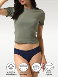 3-Pack Supima® Modal Full Coverage Bikini Nessies- Cozy Navy