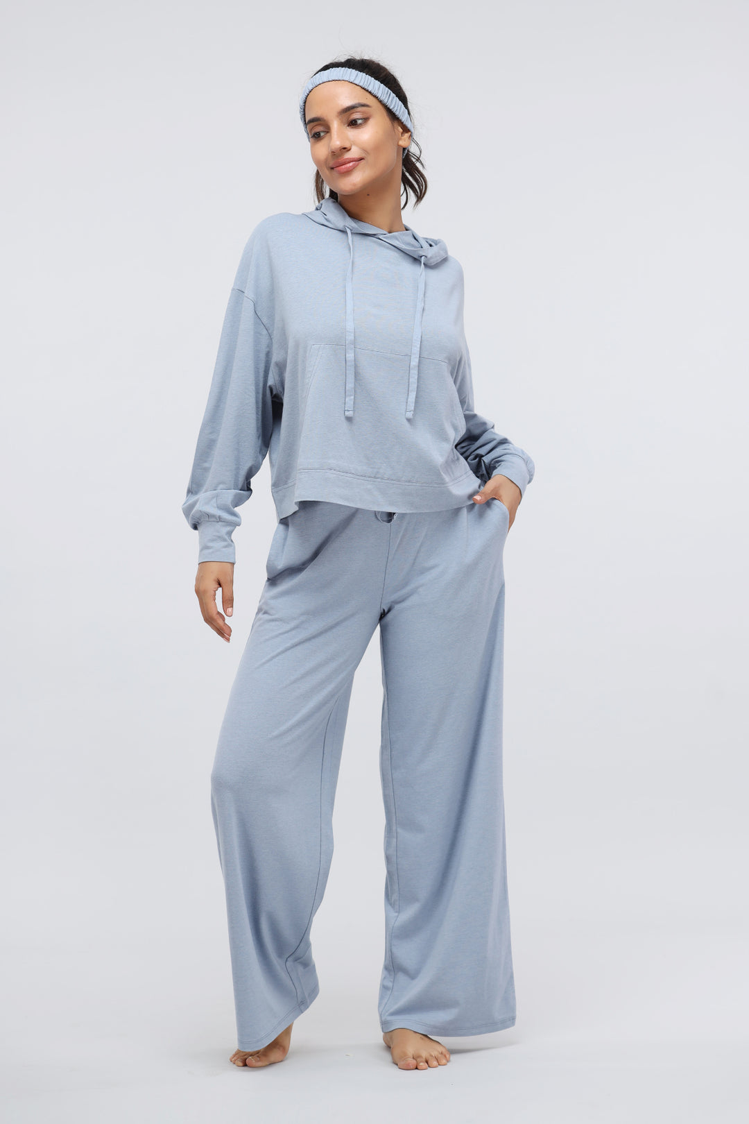 Limited Edition Luxflo Hoodie Set in soft blue color.