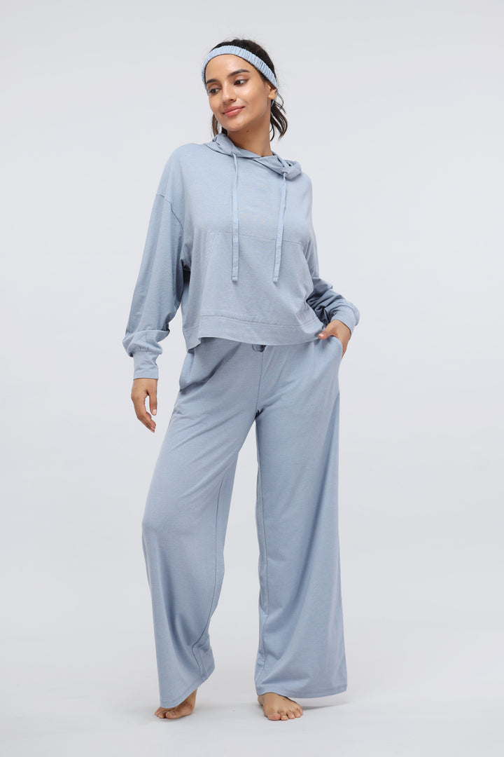 Limited Edition Luxflo Hoodie Set in soft blue color.