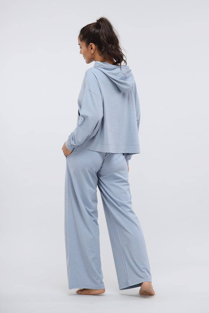 Limited Edition Luxflo Hoodie Set in light blue color.