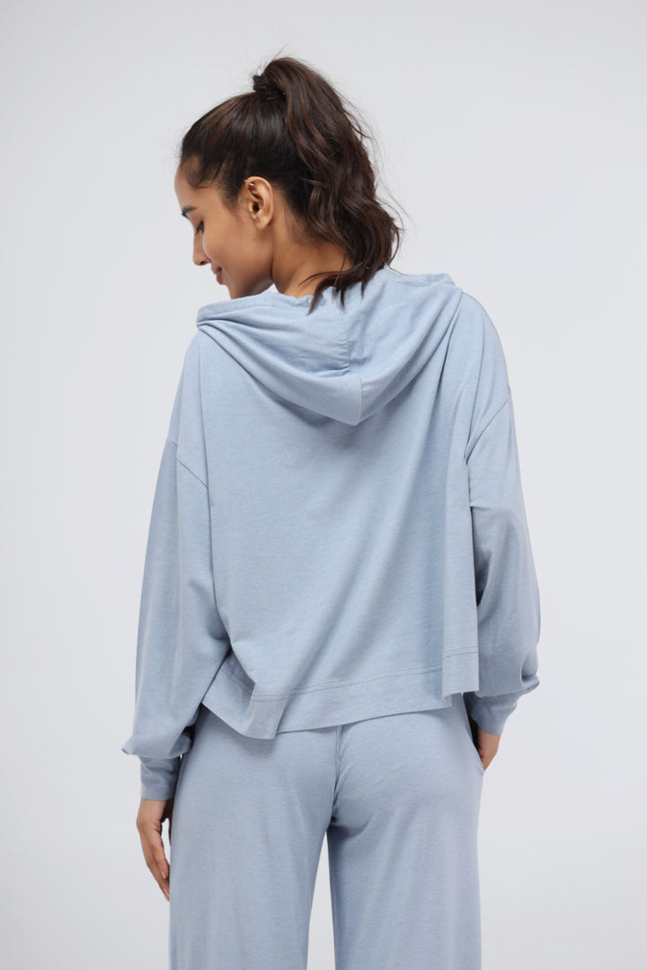 Limited Edition Luxflo Hoodie Set in light blue, styled for comfort.