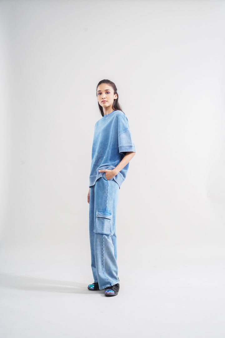 Denim Wash 100% Cotton Terry Sweatshirt