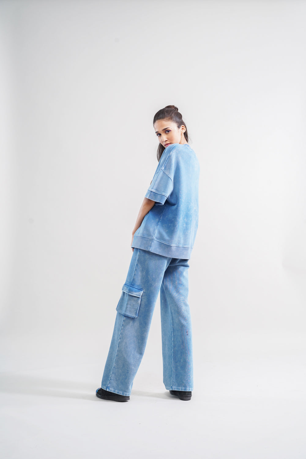 Denim Wash 100% Cotton Terry Sweatshirt