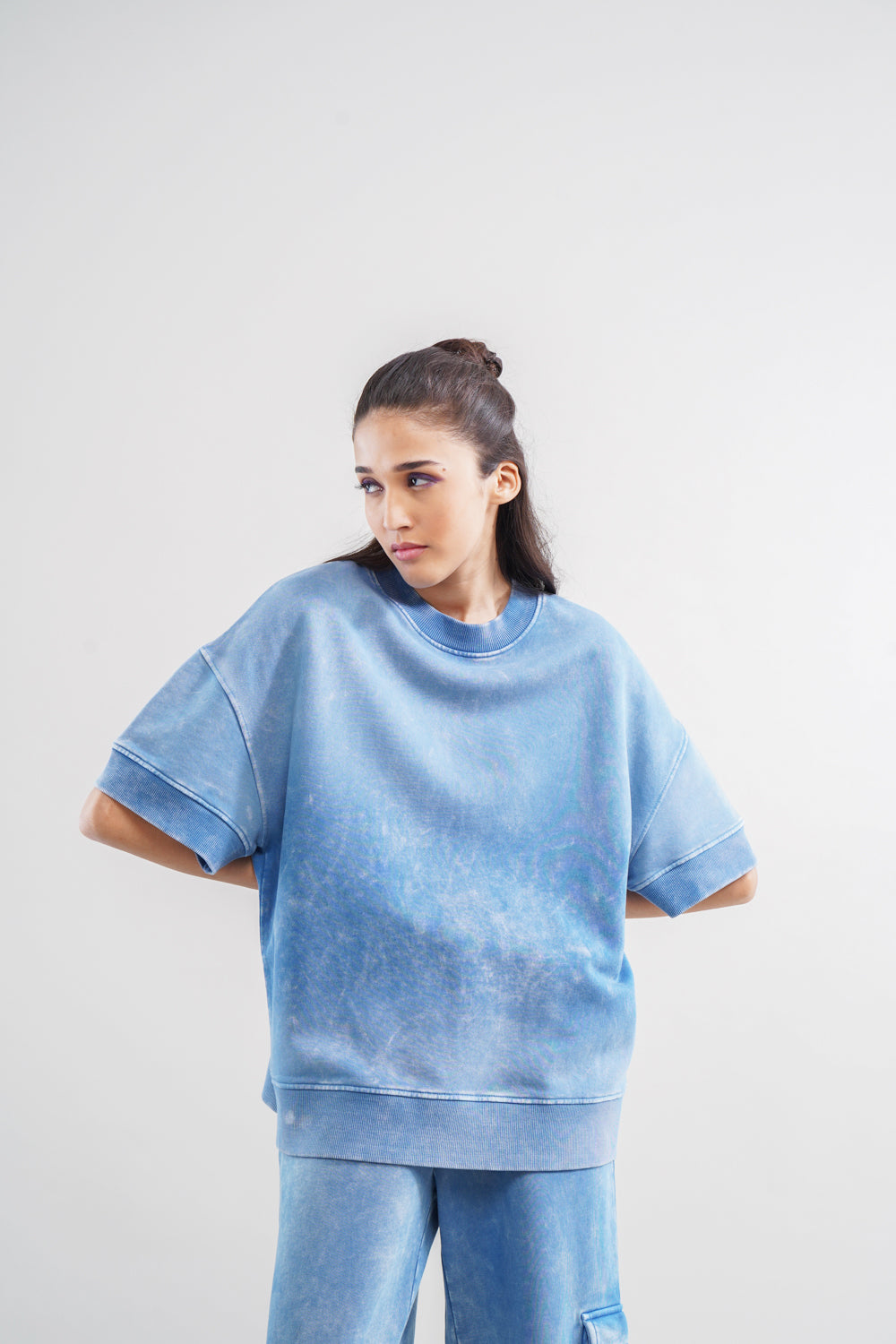 Denim Wash 100% Cotton Terry Sweatshirt