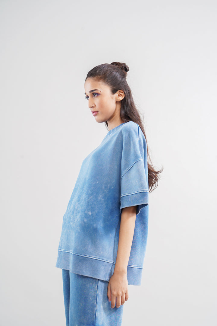 Denim Wash 100% Cotton Terry Sweatshirt