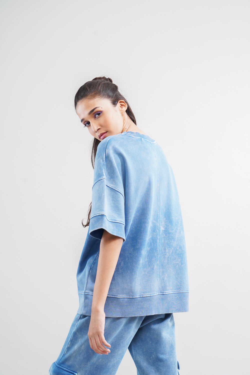 Denim Wash 100% Cotton Terry Sweatshirt