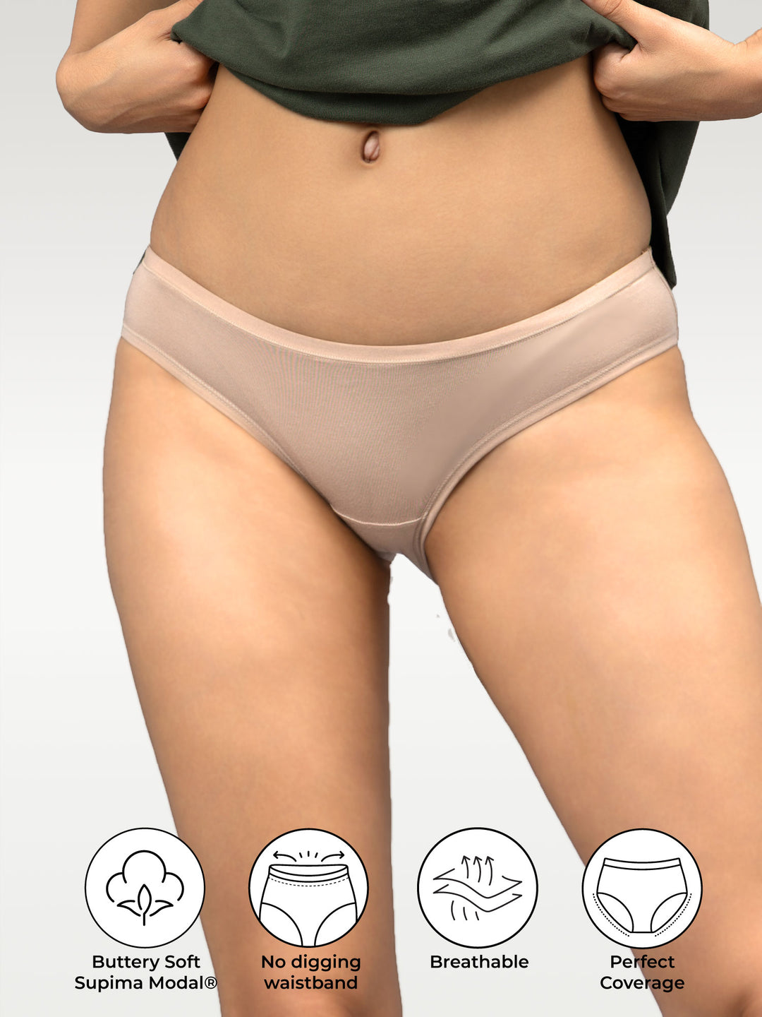 Set of three Full Coverage Bikini- Soft Nude Supima Modal Nessies