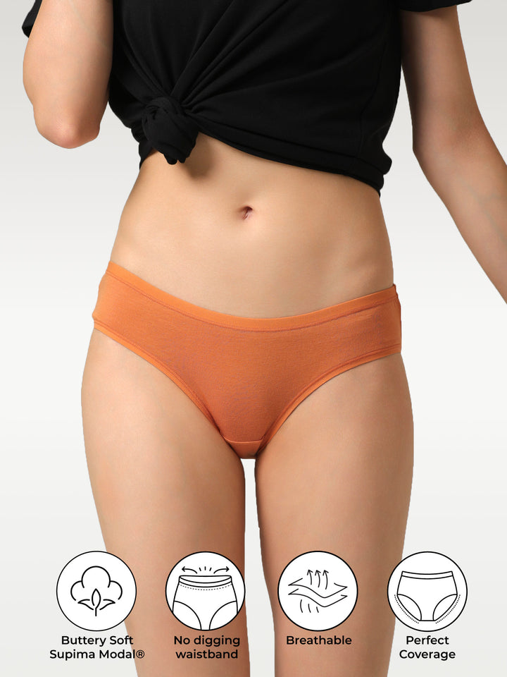 Set of 5 Full Coverage Bikini - Warm Ember Supima Modal Nessies