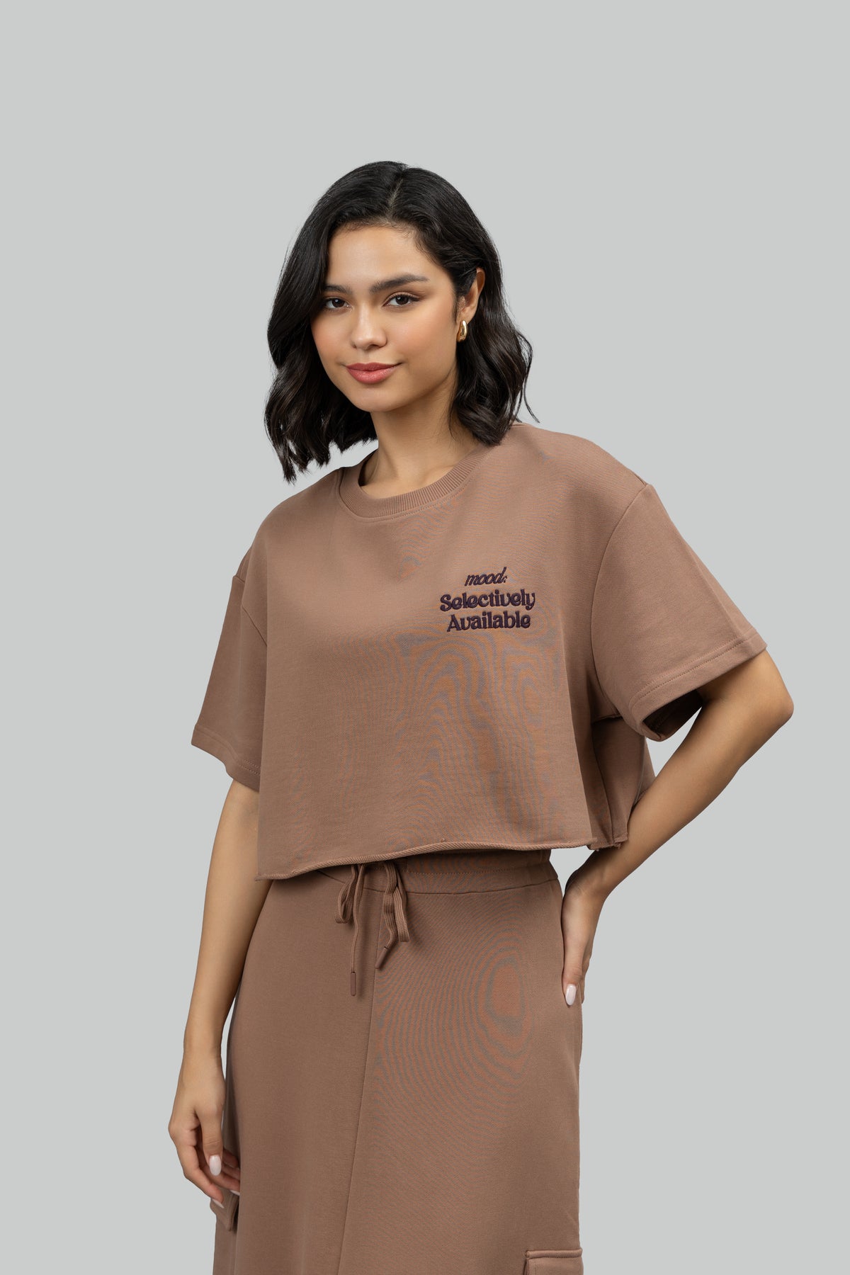 Mocha Terry Skirt Co-ord Set