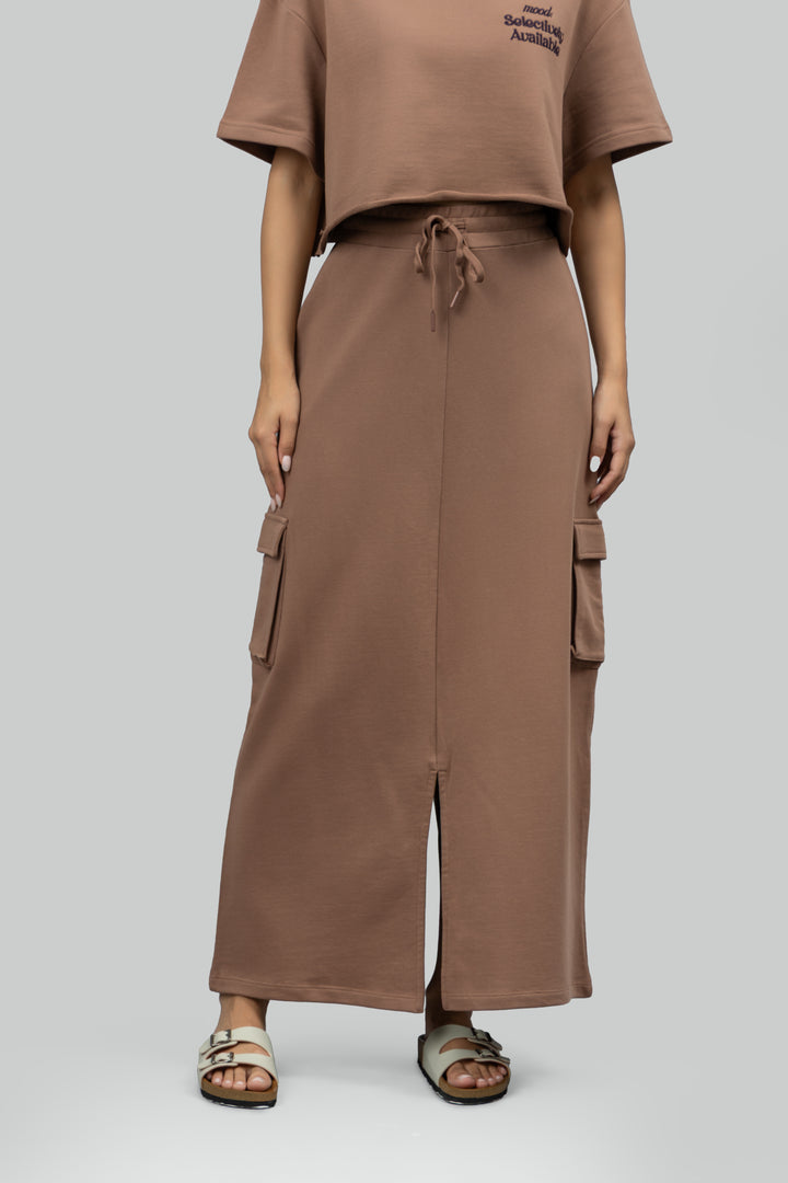 Mocha Cotton Terry Skirt