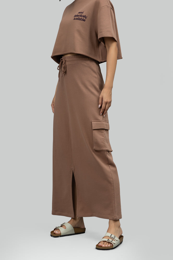 Mocha Cotton Terry Skirt