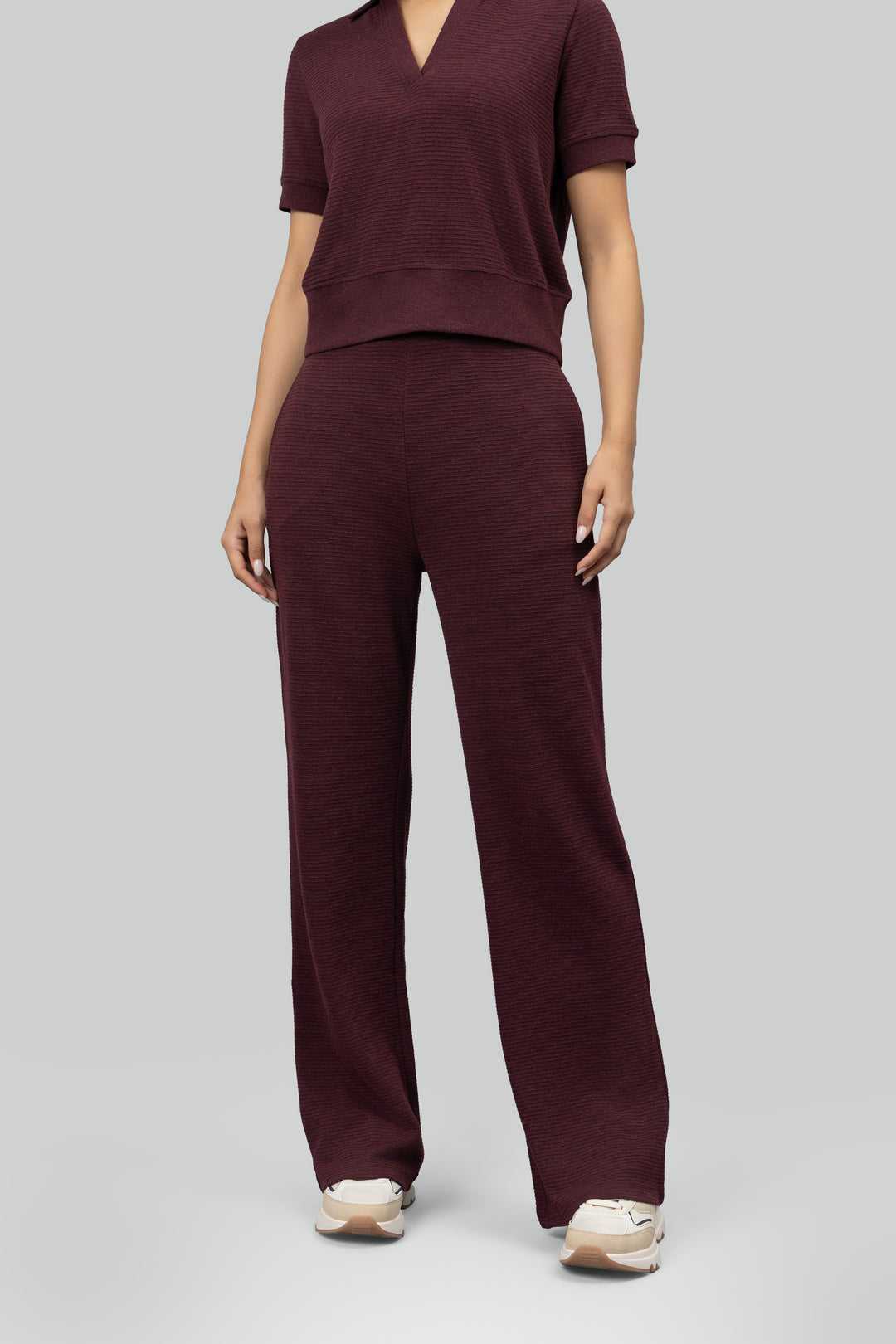 Burgundy Ottoman Rib Lounge Pants
