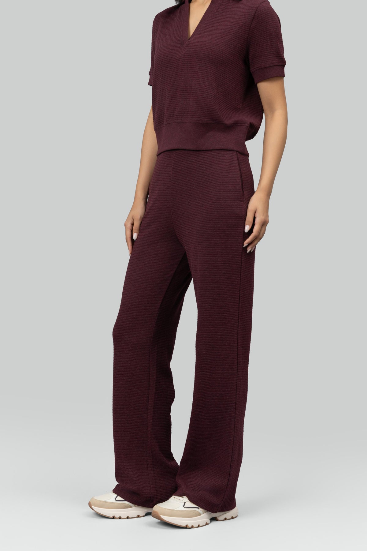 Burgundy Ottoman Rib Lounge Pants