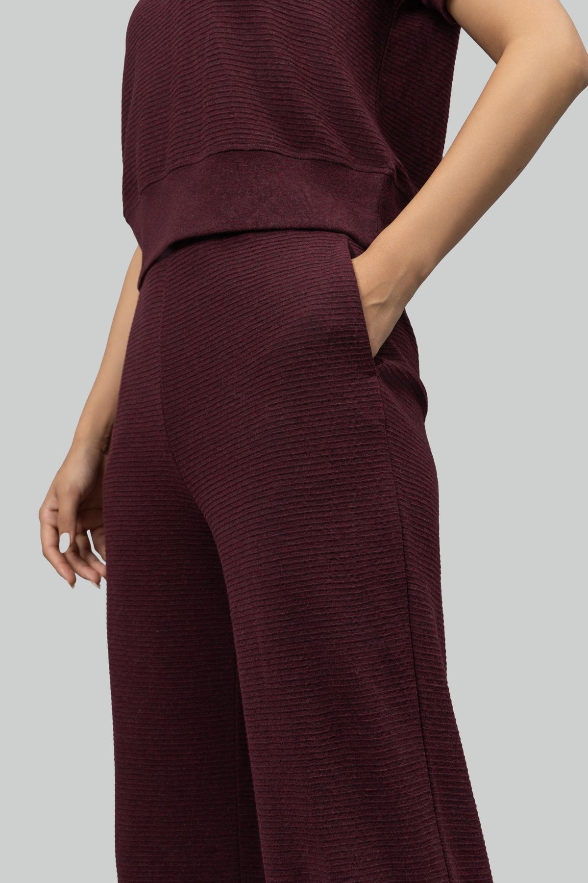 Burgundy Ottoman Rib Lounge Pants