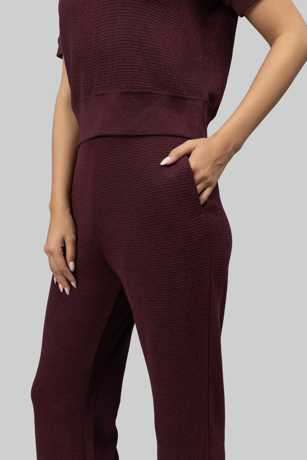 Burgundy Ottoman Rib Lounge Pants