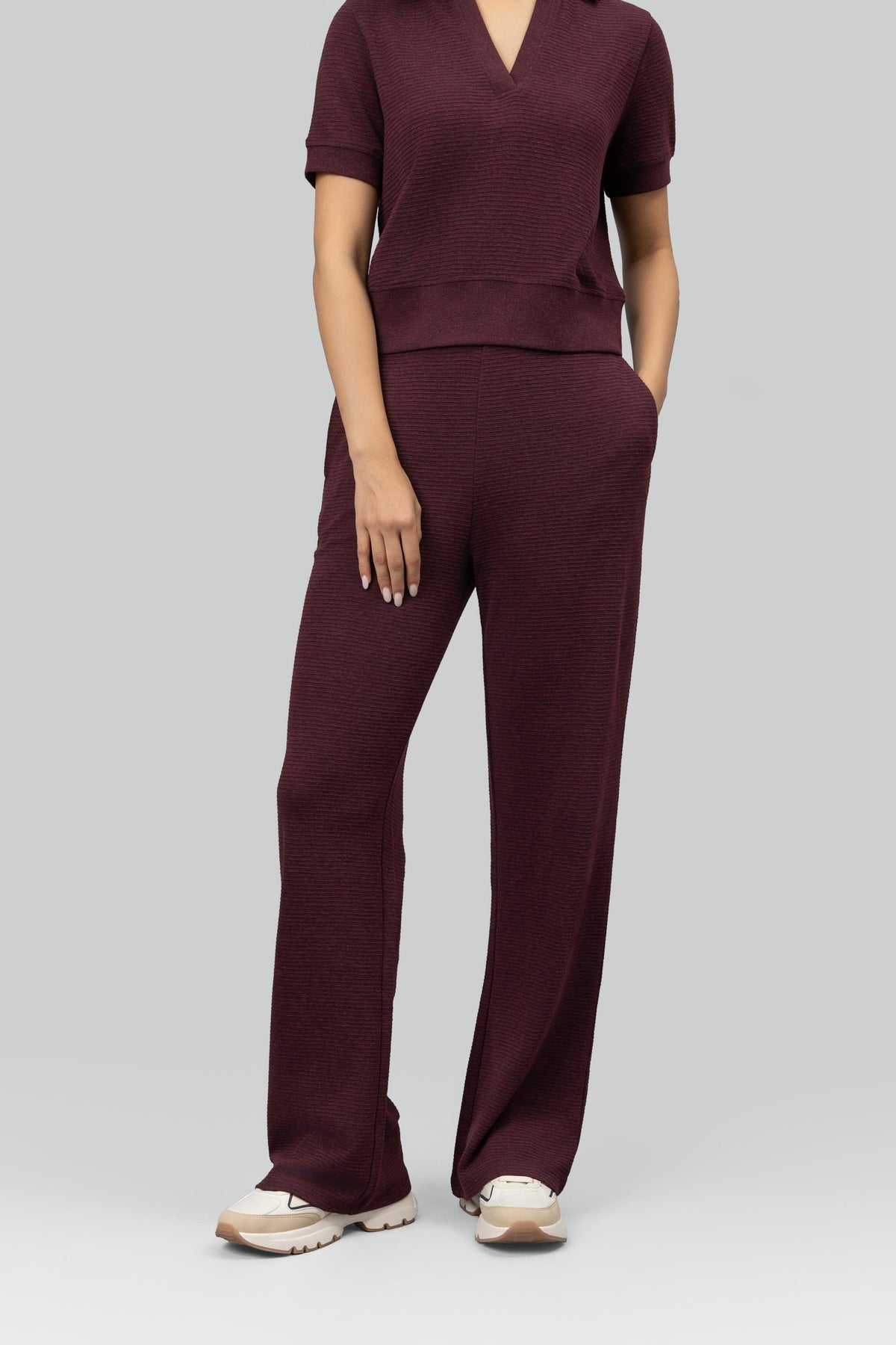 Burgundy Ottoman Rib Lounge Pants