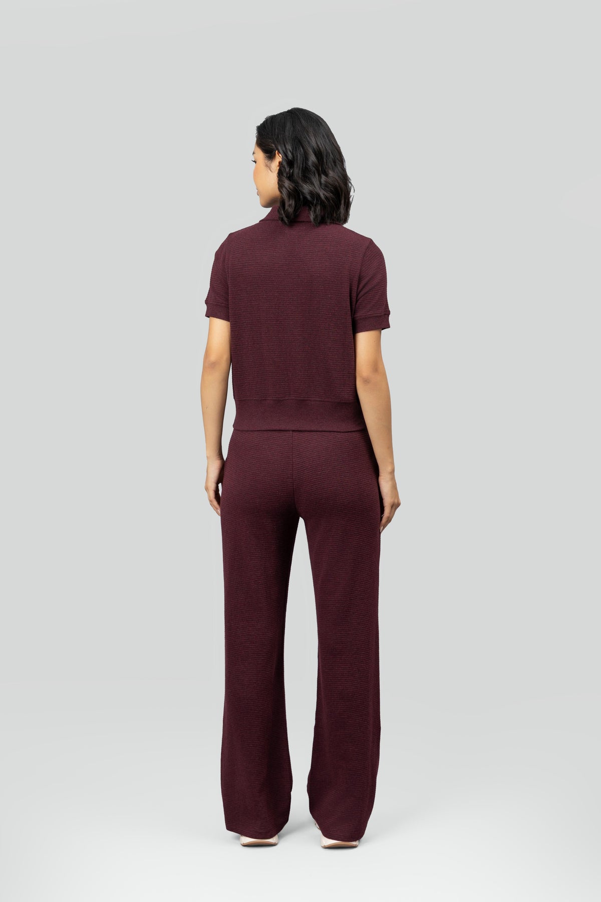 Burgundy Ottoman Rib Lounge Pants