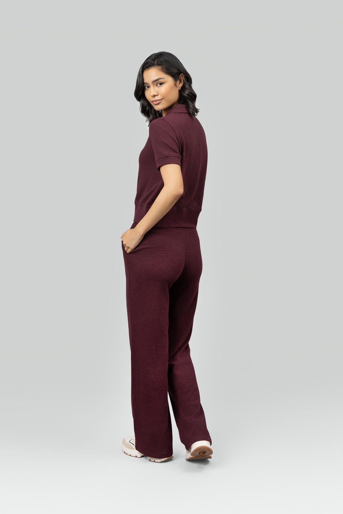 Burgundy Ottoman Rib Lounge Pants
