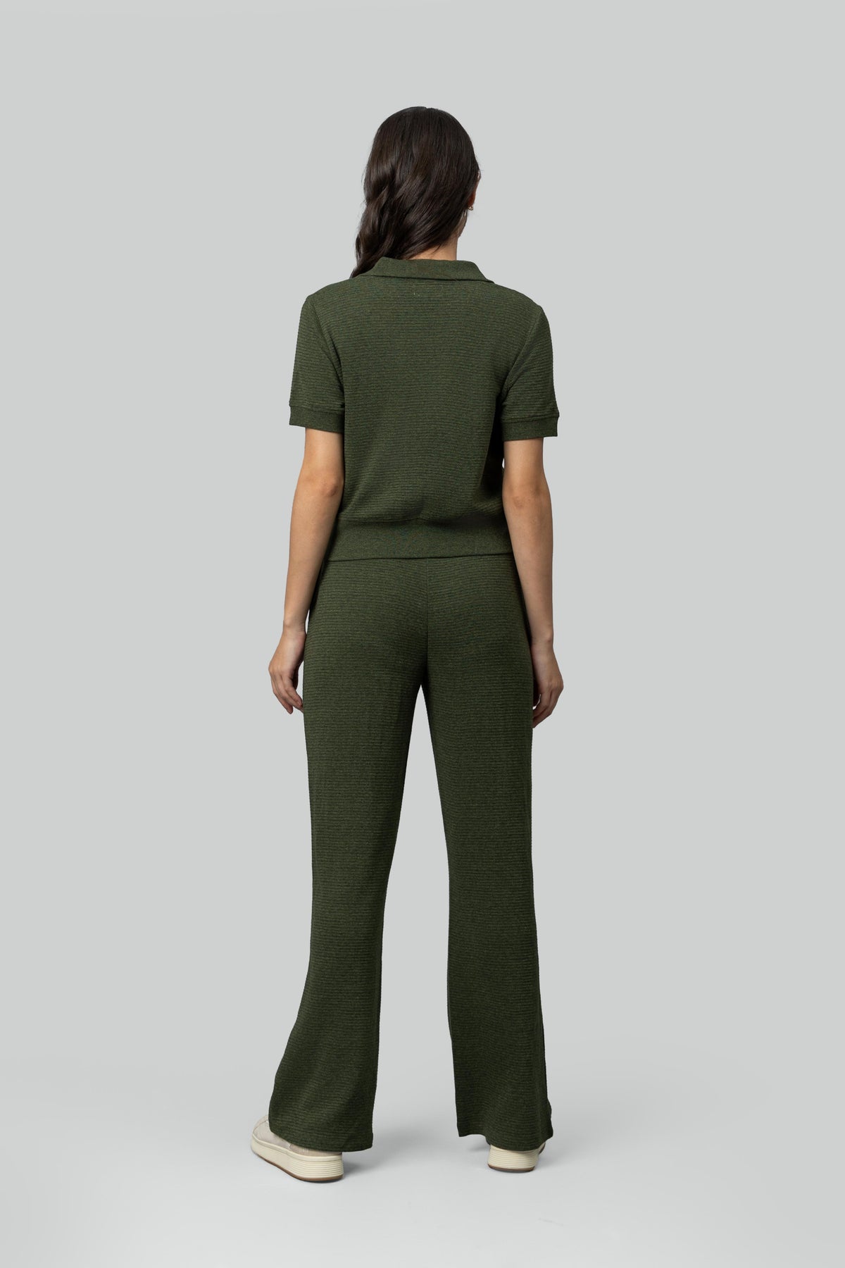 Olive Ottoman Rib Polo Top
