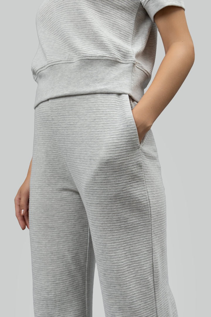 Grey Ottoman Rib Polo Top