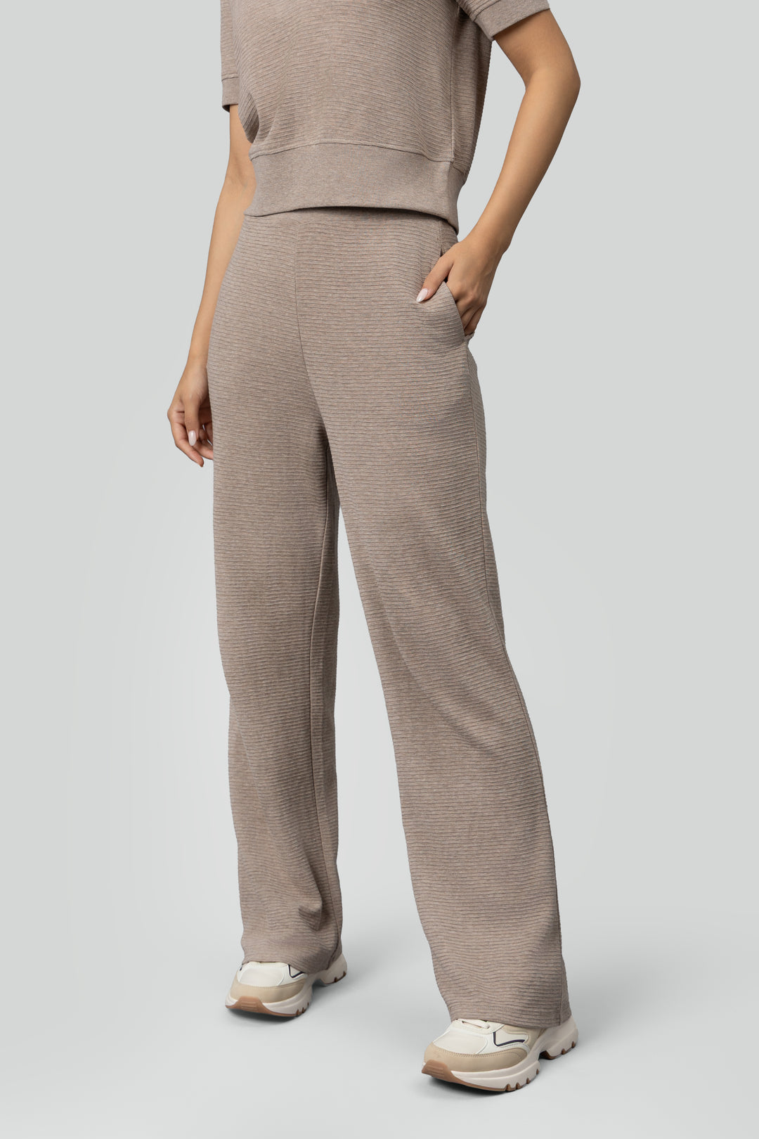 Beige Ottoman Rib Lounge Pants