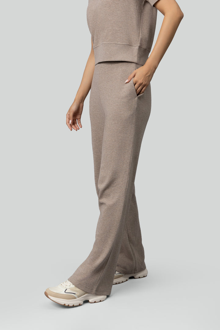 Beige Ottoman Rib Lounge Pants