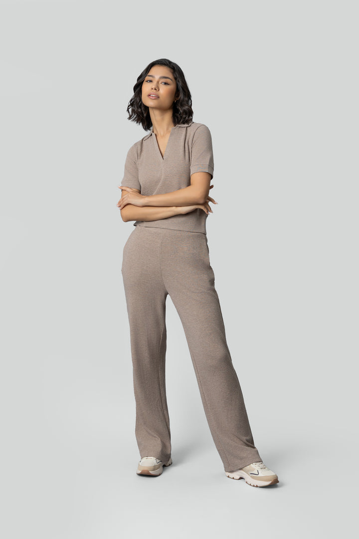 Beige Ottoman Rib Lounge Pants