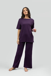Side-Slit Plum Lounge Long Top