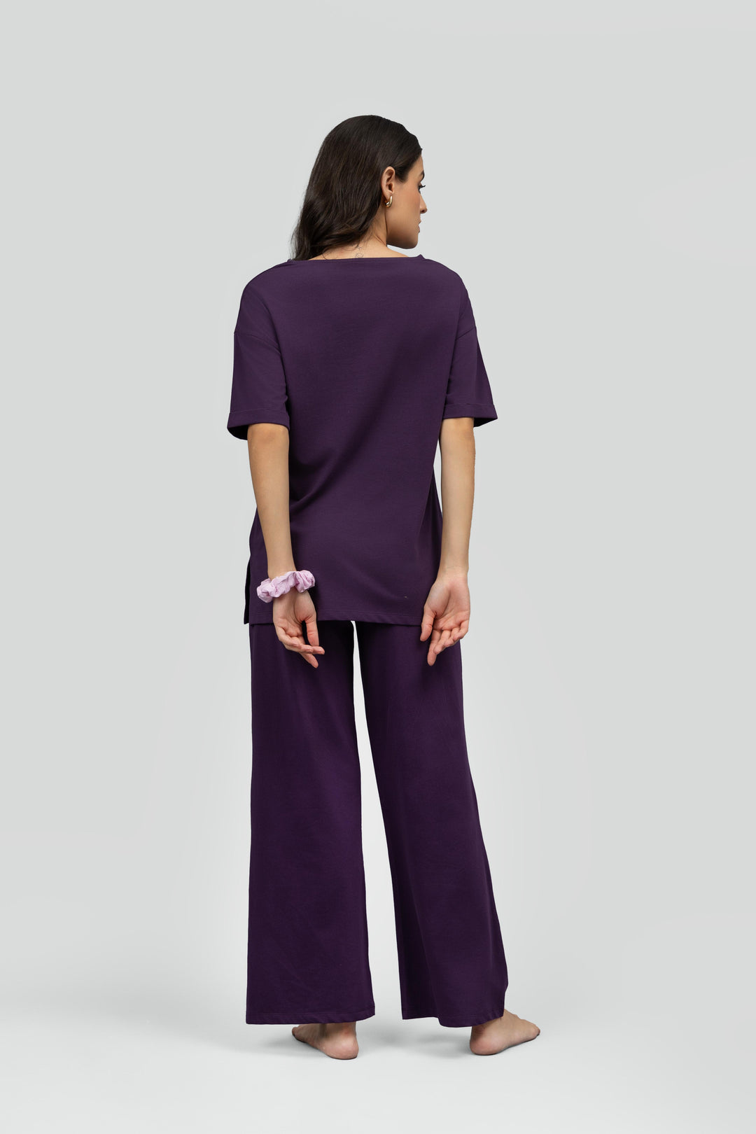 Side-Slit Plum Lounge Long Top