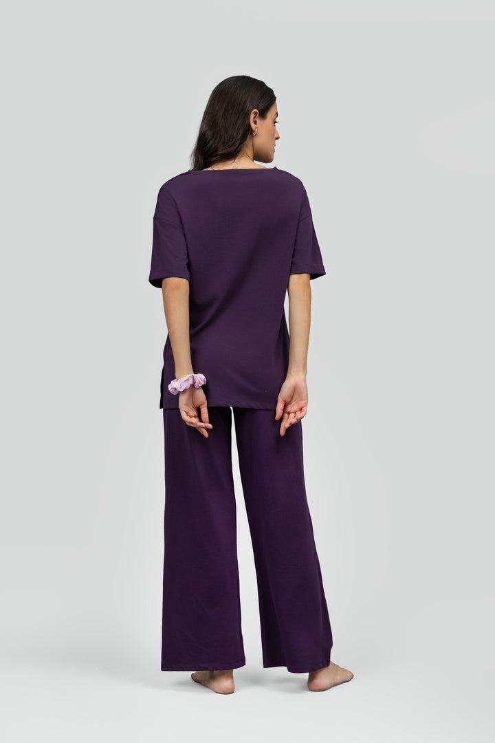 Side-Slit Plum Lounge Long Top