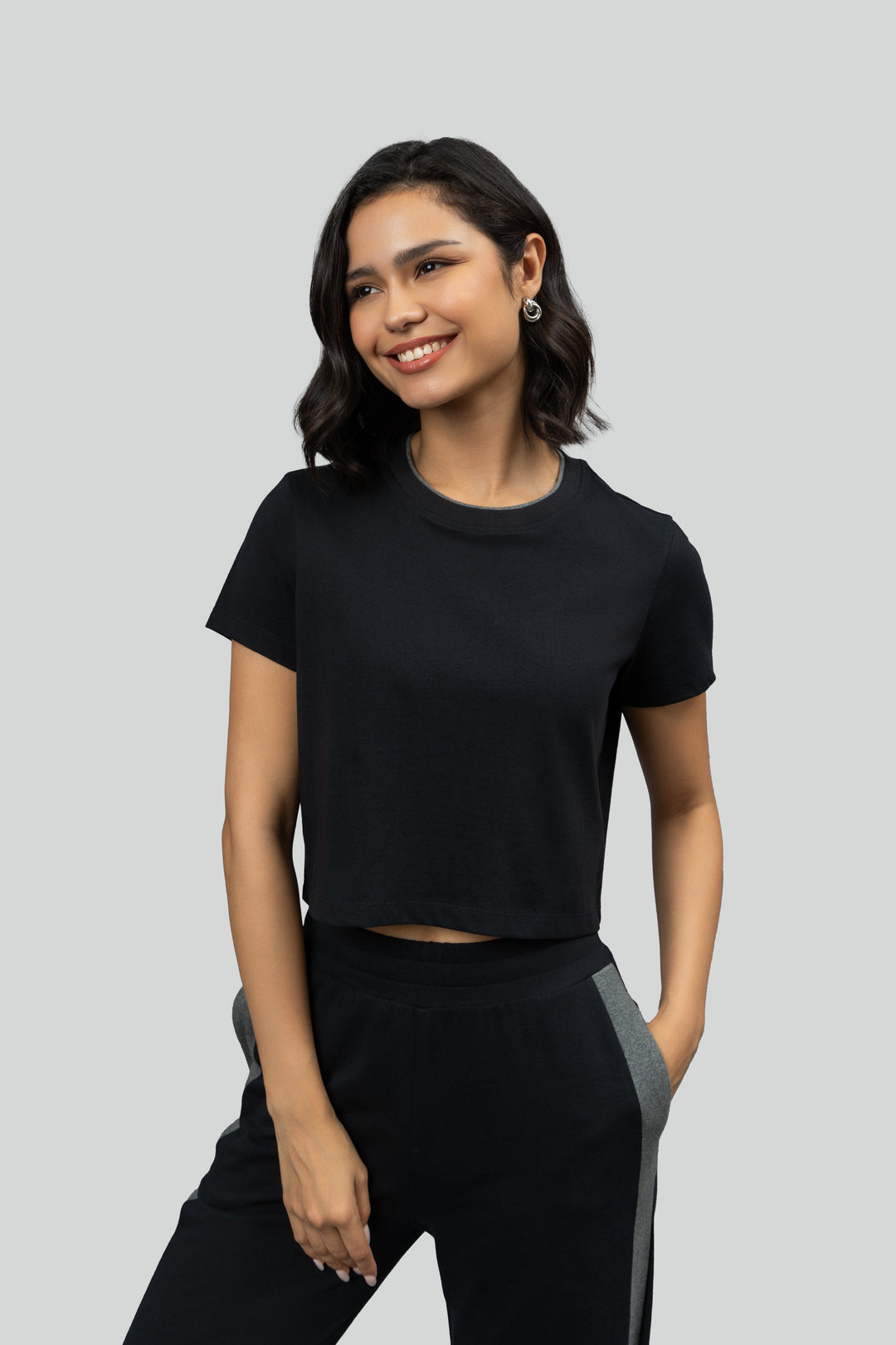 Black Soft Cotton Crop Top