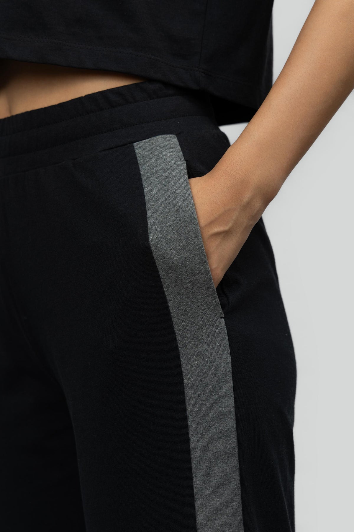 Black Soft Cotton Side Slit Flare Pants