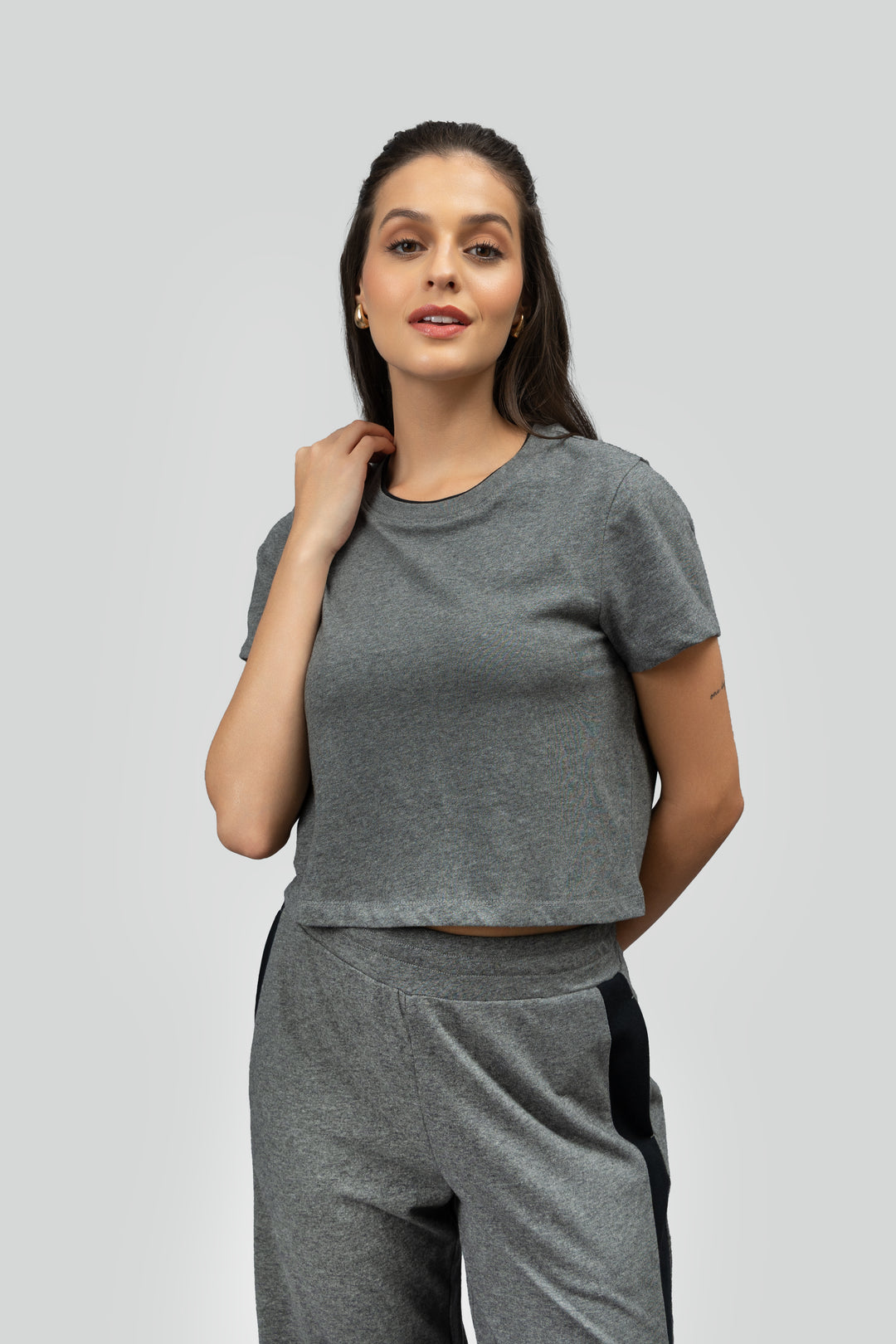 Grey Soft Cotton Crop Top