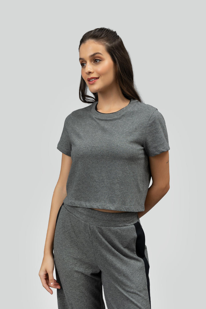 Grey Soft Cotton Crop Top