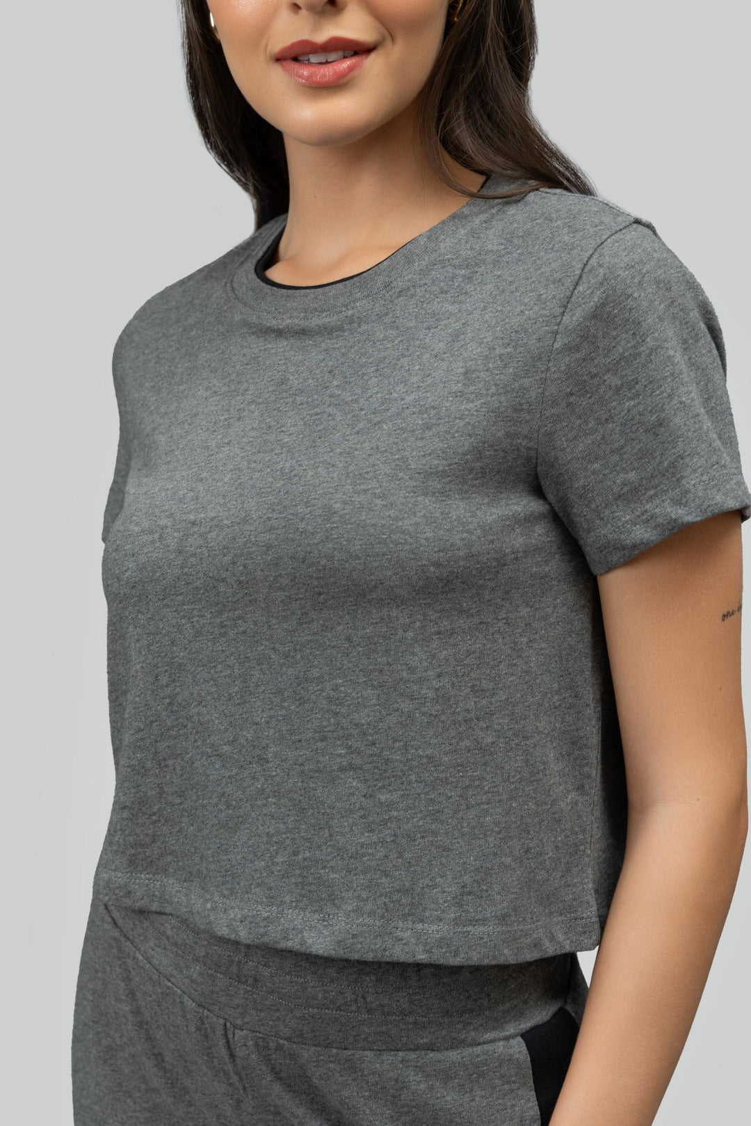 Grey Soft Cotton Crop Top