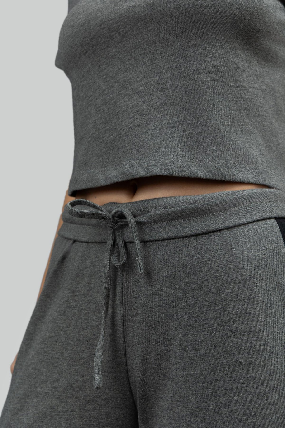 Grey Soft Cotton Side Slit Flare Pants