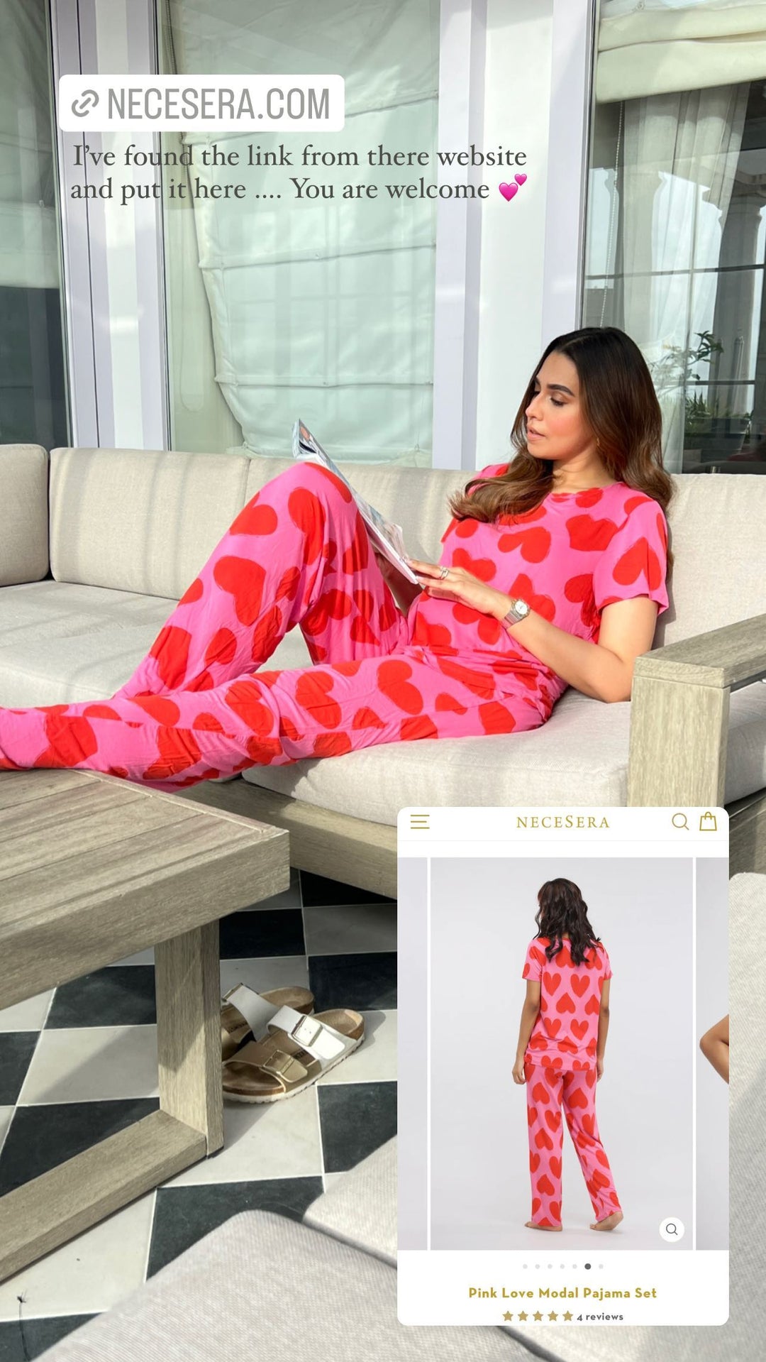 Pink Heart Modal Pajama Set