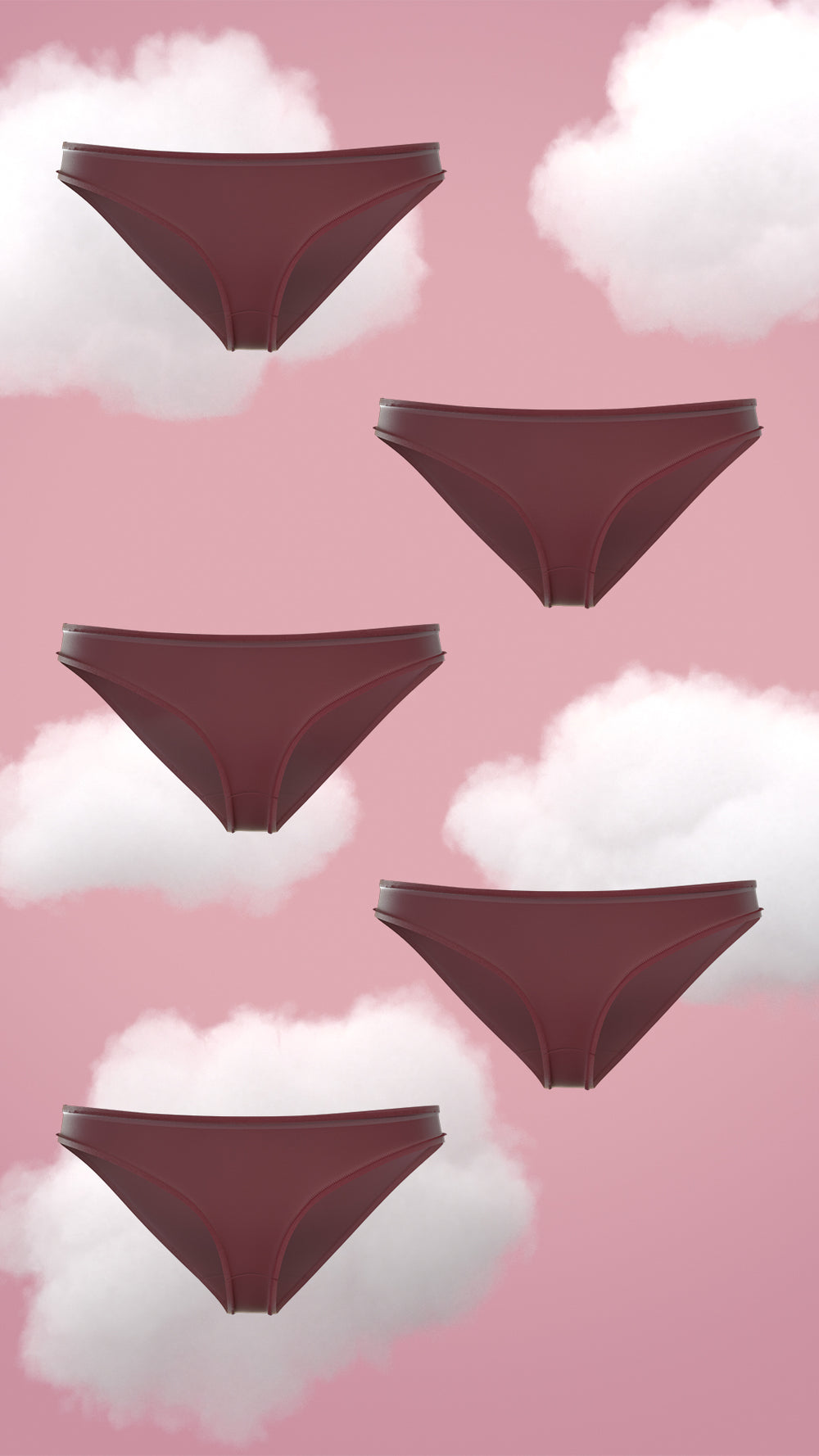 Set of 5 Full Coverage Bikini - Soothing Ruby Supima Modal Nessies