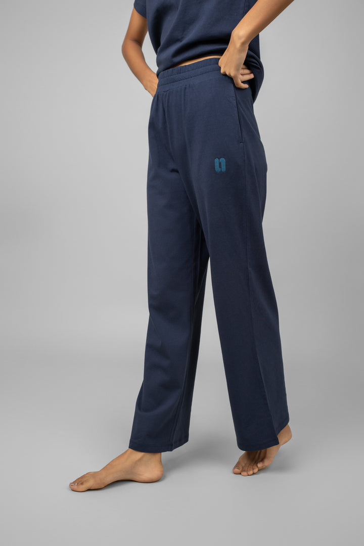 Navy Essential Flared Loungers for comfortable casual wear.