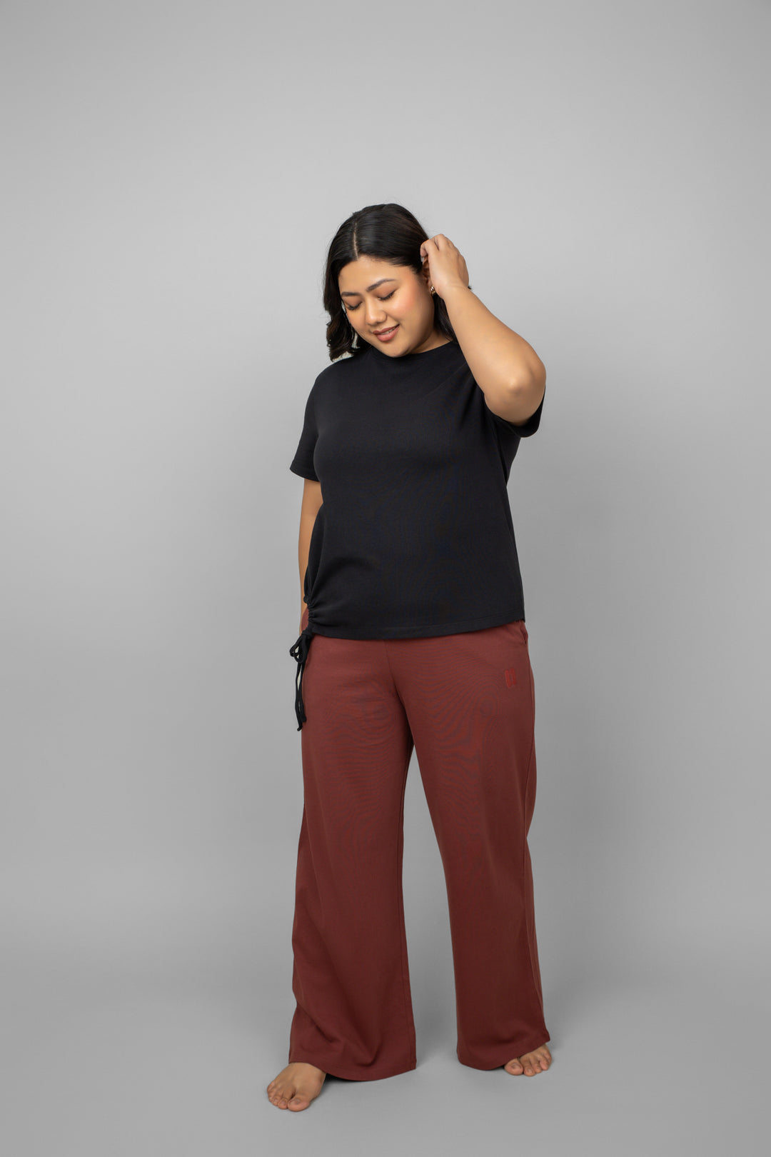 Ruby Essential Flared Loungers in a stylish, relaxed fit outfit.