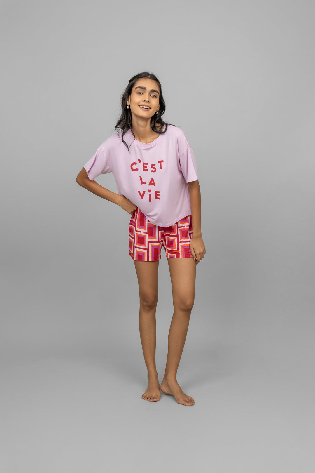 C'est La Vie Pink Shorts Set