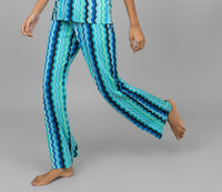 AquaWave Pajamas featuring vibrant zigzag patterns in blue and teal.