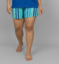 AquaWave Shorts featuring a stylish zigzag pattern in teal colors.